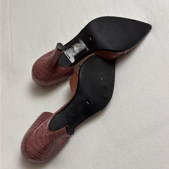 Vintage Franco Sarto Pink Leather Pointed Toe Floral Heels Size 8.5 Boho Retro - Picture 7 of 10